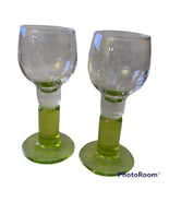 2 Bormioli Rocco Limoncino Liquor Cocktail Glasses Blown Glass Green Ste... - $24.72