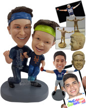 Personalized Bobblehead Man Holding His Son Wearing Bandits - Sports &amp; Hobbies C - £124.54 GBP