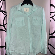 Sonoma seafoam, green textured, button-down blouse, size large - £8.83 GBP