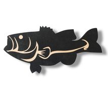 Sign - CUSTOM - Bass Fish (BLACK, 31x15 Inches) - $19.59+