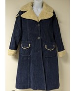 Vintage Women&#39;s Denim Faux Sherpa Long Coat Western Small Rothschild 196... - £79.02 GBP