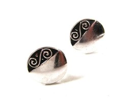 Vintage Silver Tone &amp; Black Cufflinks By ANSON PAT PEND 51916 - £21.70 GBP