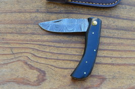 vintage real handmade damascus steel folding knife 5267 - £35.35 GBP