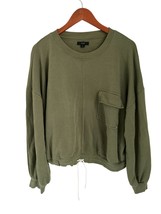 J.Crew University Terry Patch-pocket Sweatshirt in Olive Green Size Large - $44.54