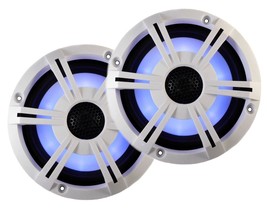 PQN Waterproof 6.5&quot; Marine Speakers Integrated Bluetooth Amp &amp; LED Light, White - £185.66 GBP