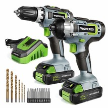 WORKPRO 20V Cordless Drill Combo Kit, Drill Driver and Impact Driver wit... - £134.71 GBP