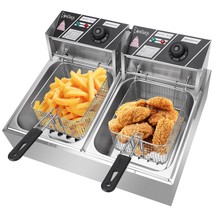 Stainless Steel Electric Deep Fryer Basket 12.7QT Countertop Commercial Home - £71.92 GBP