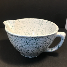 Monmouth Green Speckled Stoneware Mixing Bowl Pitcher Maple Leaf USA VTG READ - £35.92 GBP