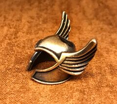 Brass Spartan Helmet Bead, Exquisite Knife Lanyard Charm - $6.99