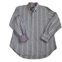 Robert Graham Striped Long Sleeve Button Front Shirt Flip Cuffs Men&#39;s Size Large - £23.22 GBP