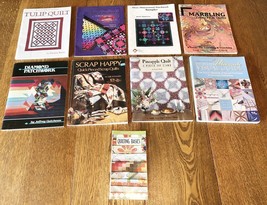 9 Quilt Books Marbling Scrap Pineapple Diamond Patchwork Signed Visual Guide - £15.81 GBP
