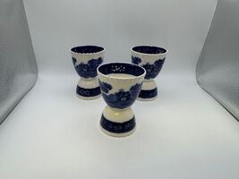 Set of 3 Copeland Spode TOWER BLUE Double Egg Cups - $79.99