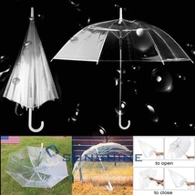 46&quot; Clear J Hook Handle Umbrella, Large Windproof Automatic Open Rain Um... - £21.55 GBP