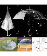 46&quot; Clear J Hook Handle Umbrella, Large Windproof Automatic Open Rain Um... - £21.62 GBP