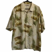 Tommy Bahama 100% silk Hawaiian button down shirt mens size XL palm leav... - $42.08