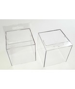 2 x Clear Plastic Cube Box 3.5&quot; Desk Organizer Pen Post-it Holder office... - £4.40 GBP