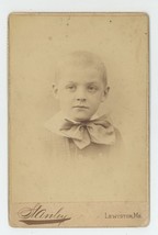 Antique Circa 1880s Cabinet Card Adorable Boy in Bow Tie Stanley Lewiston, ME - £7.46 GBP