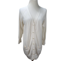 Rebecca Moses Cotton Silk Cashmere Lightweight Longer Cardigan Size S White - $19.99