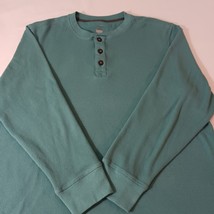 Jockey Men's Waffle Henley Green Long Sleeve Cotton T-Shirt Measured Chest 48" image 7