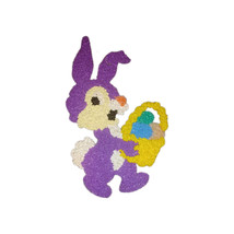 Vintage Easter Bunny Rabbit with Basket Melted Popcorn Decoration Purple - $368.13 MXN