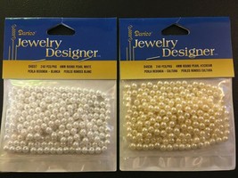 NEW 2-PACK ! Darice Jewelry Designer 4mm Round Beads White & Cream Pearls - $15.45