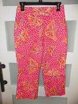 Lilly Pulitzer White Label Liza Orange Butterfly Prints Capri Pants Size... - £28.58 GBP