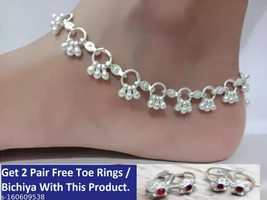 Ring Linked Pure Silver Platted Anklet Guaranteed Long Life Silver Payal Pajeb - £10.68 GBP