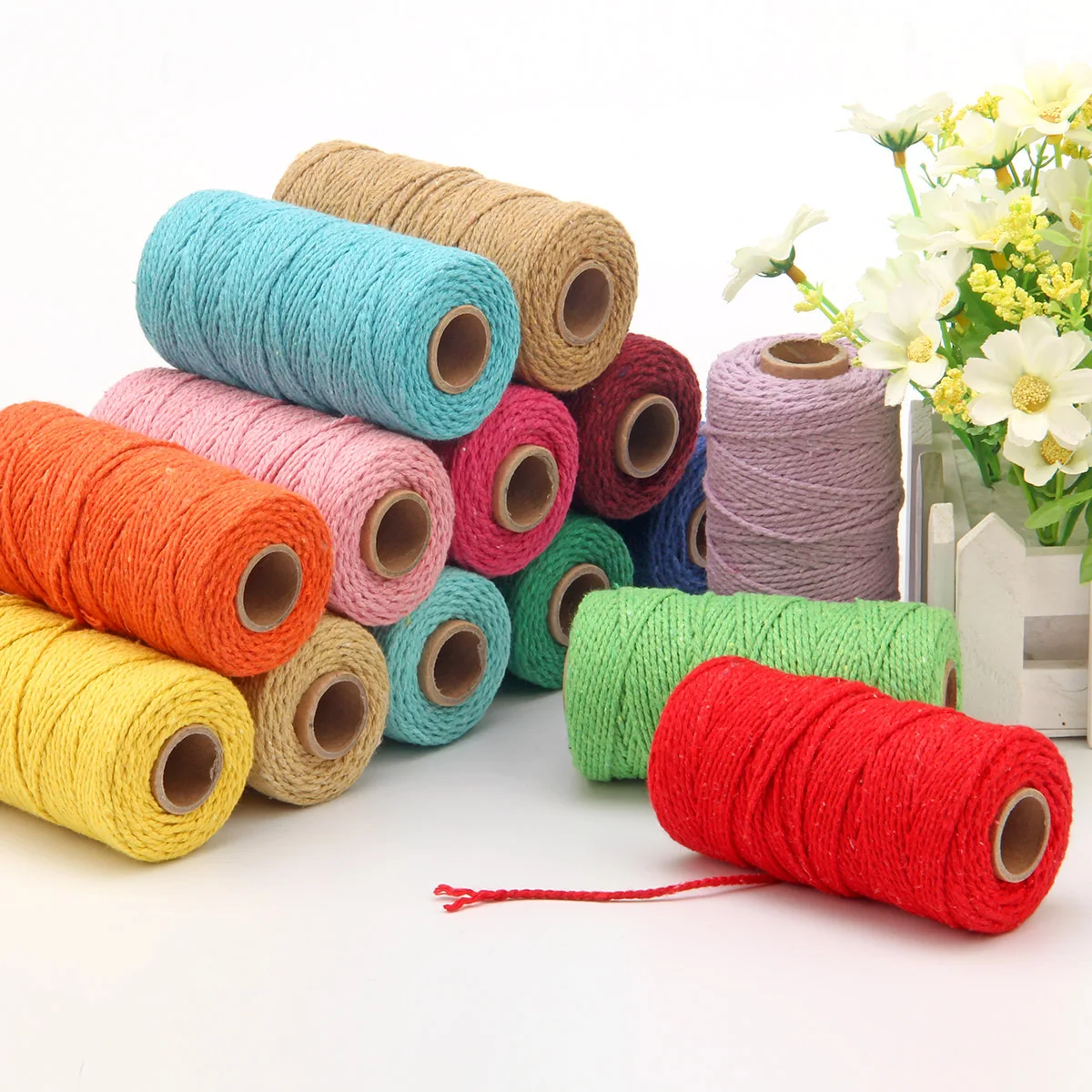 Sporting 2mm100M Arame Cord Cotton Rope String Crafts DIY Colored Thread Cord Tw - £23.95 GBP
