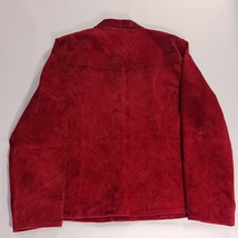 Ruff Hewn Women's XL Red Suede Genuine Leather Jacket Collared Pearl Snap Button image 2