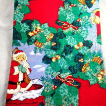 Christmas Tablecloth Never Used 60 x 84 in Santa Fireplace Holly Rectangular - £13.44 GBP