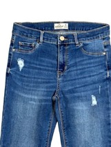 Jordache Super Skinny Low Rise Blue Jeans Women Holes 26 Waist x 27 Inseam - £13.69 GBP