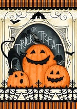 Spooky Pumpkin Trio Halloween House Flag -2 Sided Message, 28&quot; x 40&quot; - £24.08 GBP