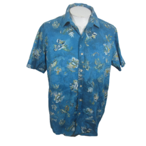 Tasso Elba Men Hawaiian camp shirt p2p 25 XL aloha floral blue luau casual - $21.77