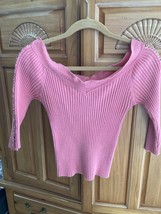 Cheslen Coral color Knit Top Juniors size Medium arm detail - £19.90 GBP