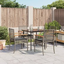  Garden Dining Set Grey PE rattan UV-resistant materials - $8,892.07 MXN