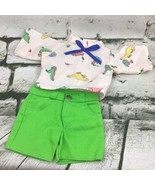 Doll Clothes 2Pc Outfit Dinosaur Print Shirt With Lime Green Bottoms  - $11.88