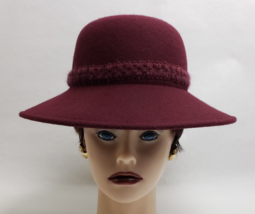 Vintage Galliano Sorbatti Women&#39;s Church Hat Burgundy 100% Wool One Size Italy - £42.84 GBP