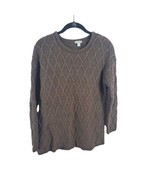 J.Jill Sweater Small Womens Brown Cable Knit Chunky Long Sleeve Crew Nec... - $19.68