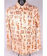 True Vintage Levi&#39;s Shirt-M-Tan-Western Cowboy Print-Long Sleeve-Big E B... - $186.99