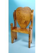 Small Handmade Solid Wood Chair Carved Heart Back 20.5&quot; Doll Baby Displa... - €112,11 EUR