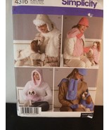 Simplicity 4316 Sewing Pattern Dog and Dog Owner Mother Coats Hats Scarves - $11.40 CAD