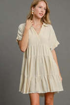 Umgee Plus Size Raw Hem Folded Sleeve Tiered Dress - $39.00