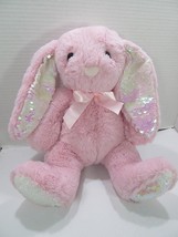 Bee Happy Kellytoy Pink Rabbit Plush Sequin Ears 15 Inch 2019 Stuffed Animal Toy - $18.70