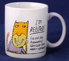 I&#39;M RETIRED funny grinning Cheshire Cat Coffee Mug by Hallmark Shoebox G... - £6.80 GBP