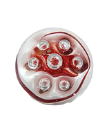 Paperweight Large Concentric Spaced Bubbles Red White Hand Blown Art Glass - €20,47 EUR
