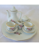 Vintage MINIATURE Porcelain TEA SET 10 Pieces Floral Gold Dollhouse Coll... - €13,77 EUR