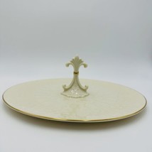 Lenox Serving Tray Center Handled Chateau Collection Gold Trim Porcelain Beige - £46.94 GBP