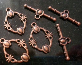 3 Copper toggle jewelry clasps Dots copper plated zinc necklace bracelet... - $1.93
