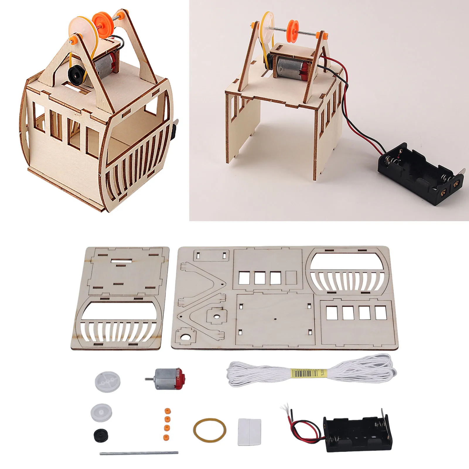 DIY Wooden Sightseeing Cable Car Wooden Science Experiment Toy Kit for Kids - £9.35 GBP