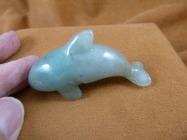 (Y-WHA-KI-725) Green aventurine KILLER WHALE ORCA gemstone figurine whales - $23.36